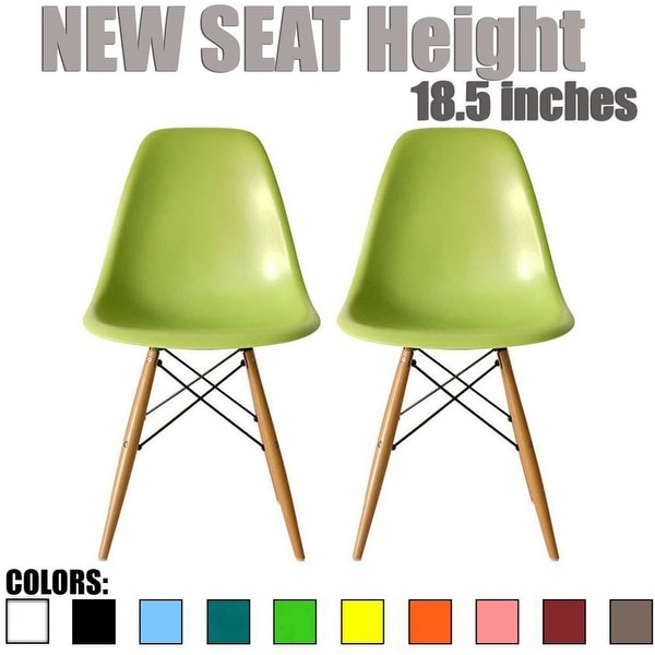 Shop 2xhome Set Of 2 Green Plastic Eiffel Chairs Solid Wood Legs Dining Overstock 19874294