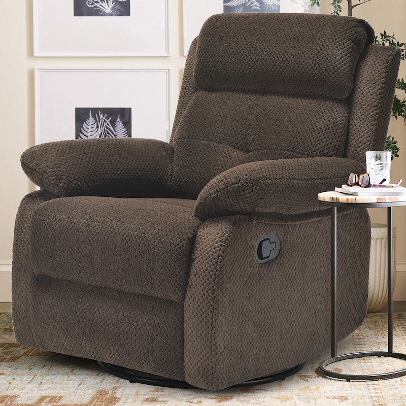 Recliner Chair with 360° Swivel, Soft Cushion Seat Rocker Accent Chair, Lounge Chaise Chair with Footrest