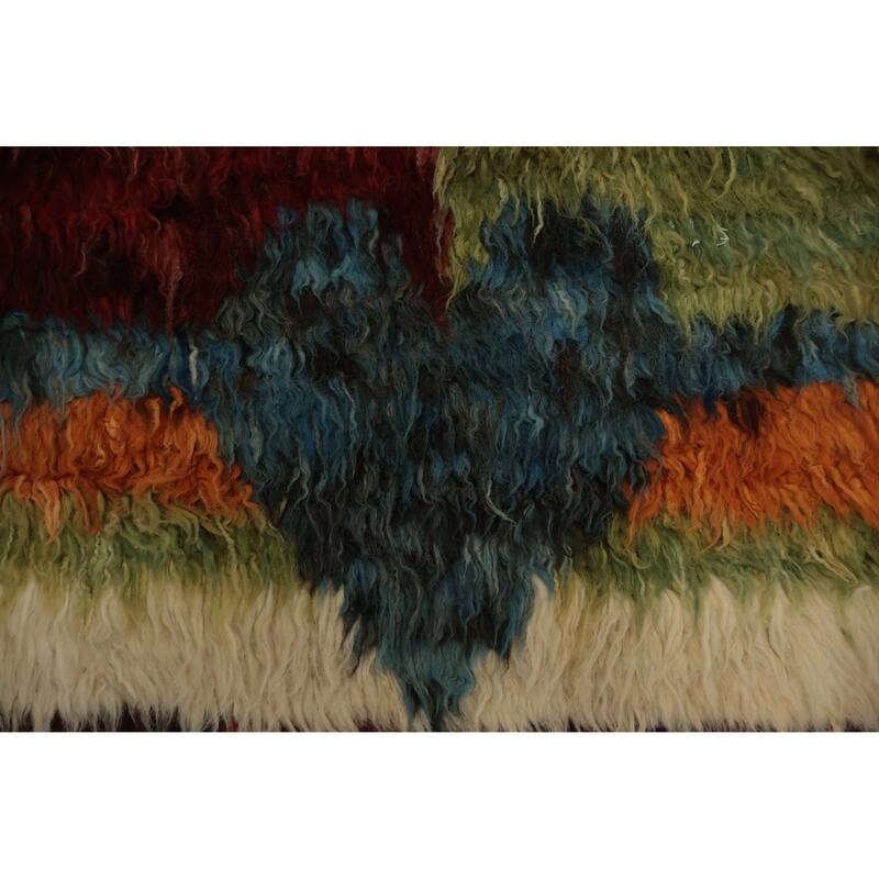 Hand Knotted Oriental 100% Wool Carpet Modern Geometric Multi-Colored Moroccan Area Rug - 9' 11'' X 6' 7''