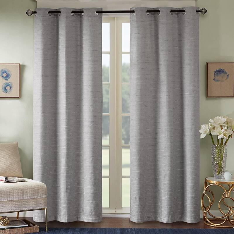 Comfort Spaces Grasscloth Foam Back Panel Pair - 40x95" - Grey