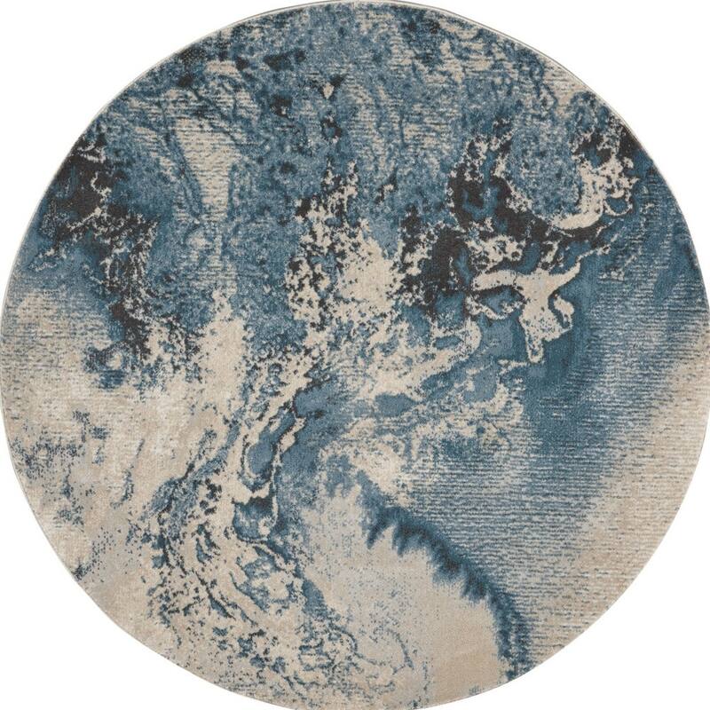 Kaloq Power Loomed Geometric Abstract Modern Non Skid Stain Resistant Area Rug By HomeRoots - 63' X '63' X '0.5