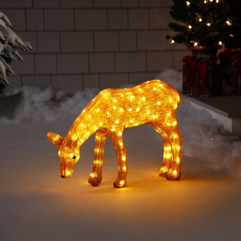 LED Commercial Grade Acrylic Reindeer Christmas Decor 22" White Lights - Brown