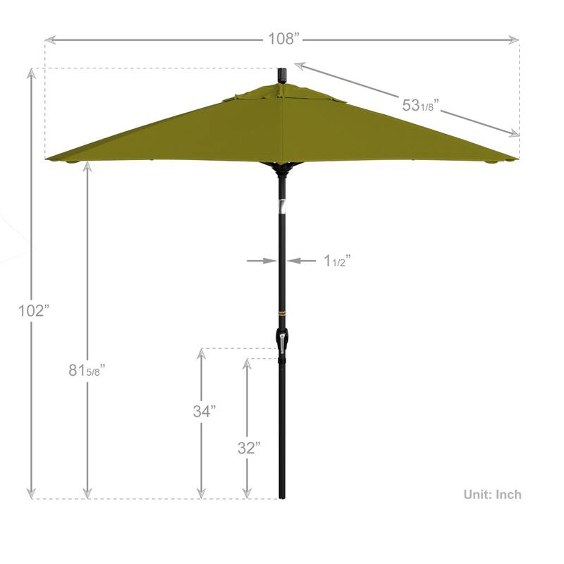 California Umbrella 9' Round Crank Lift Push Button Tilt Black Aluminum Patio Umbrella with Olefin Royal Blue Fabric