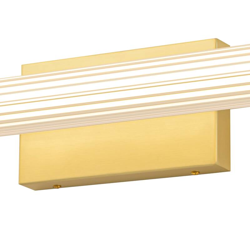 Modern Gold LED Wall Sconce with Cylinder Acrylic Shade Bathroom - W-23.85 in.