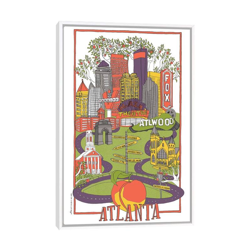 iCanvas "Atlanta" by Vestiges Framed - White - 26x18