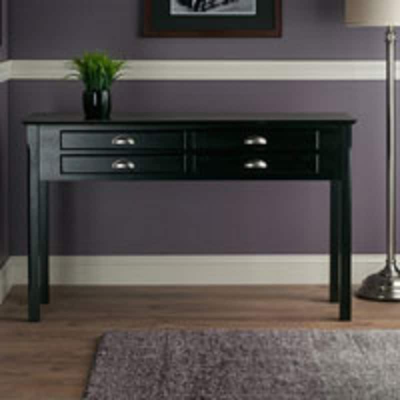 29" black console table with four drawers