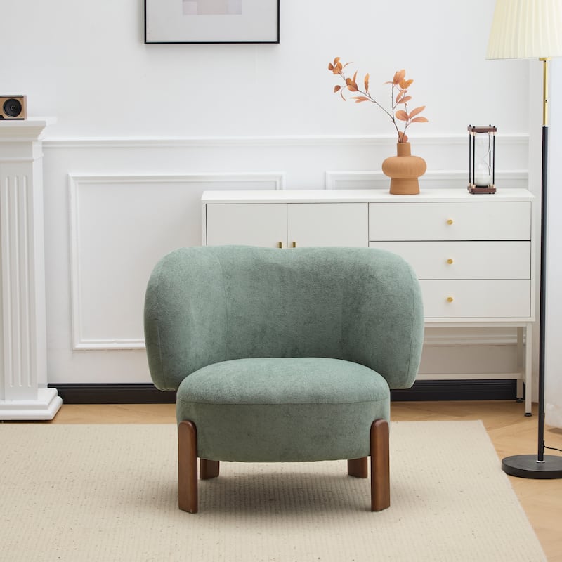 Side Chair Lounge Chair Leisure Chair Green Accent Chair with Wood Legs, Rustic Coffee Chair Corner Chair - Green