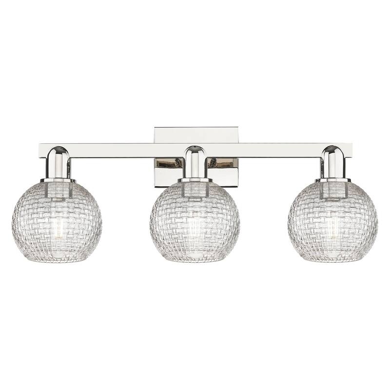 Innovations Lighting Endless Possibilities Arcadia - Athens - 3 Light 25" Basketweave Bath Vanity Light - Polished Nickel