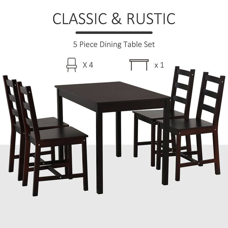 Modern 5-piece Dining Set with Wooden Dining Table and Chair Set of 4