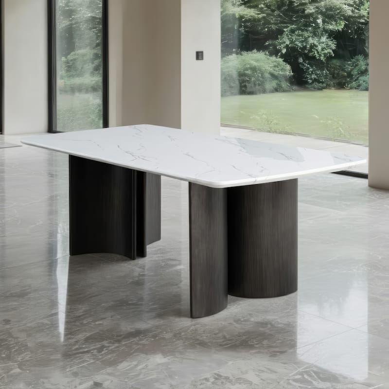 Furniture of America Galei Modern Faux Marble Top 78-inch Dining Table - White