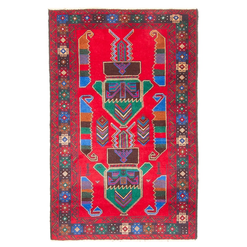 ECARPETGALLERY Hand-knotted Teimani Red Wool Rug - 2'9 x 4'6