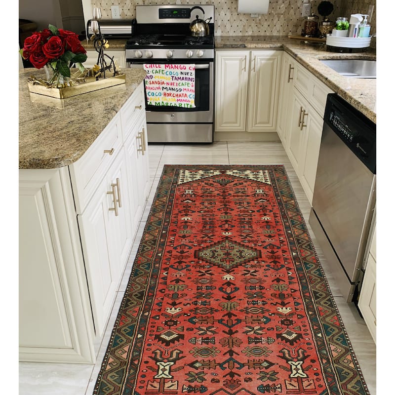 Fine Vintage Distressed Lilah Red/Brown Runner - 3'3" x 9'2"