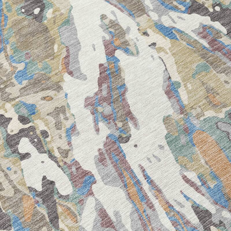 Machine Washable Indoor/ Outdoor Brushstrokes Chantille Rug