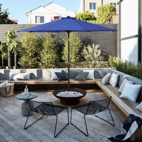 9 ft. Aluminum Market Patio Umbrella, Outdoor Table Umbrella with 8 Sturdy Ribs, Push Button Tilt and Crank