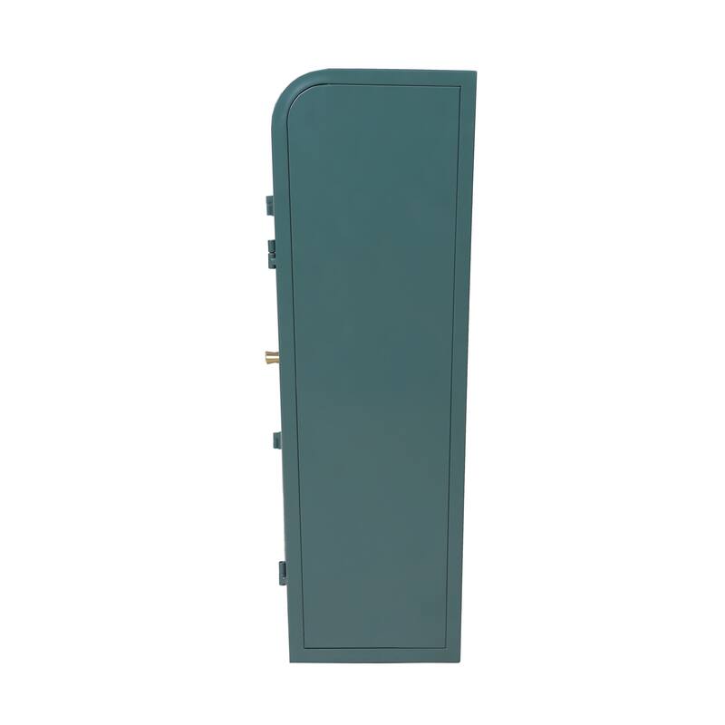 2-Door Wall-Mounted Metal Storage Cabinet with Tempered Glass Doors & Shelves for Bathroom, Kitchen, Living Room & Office