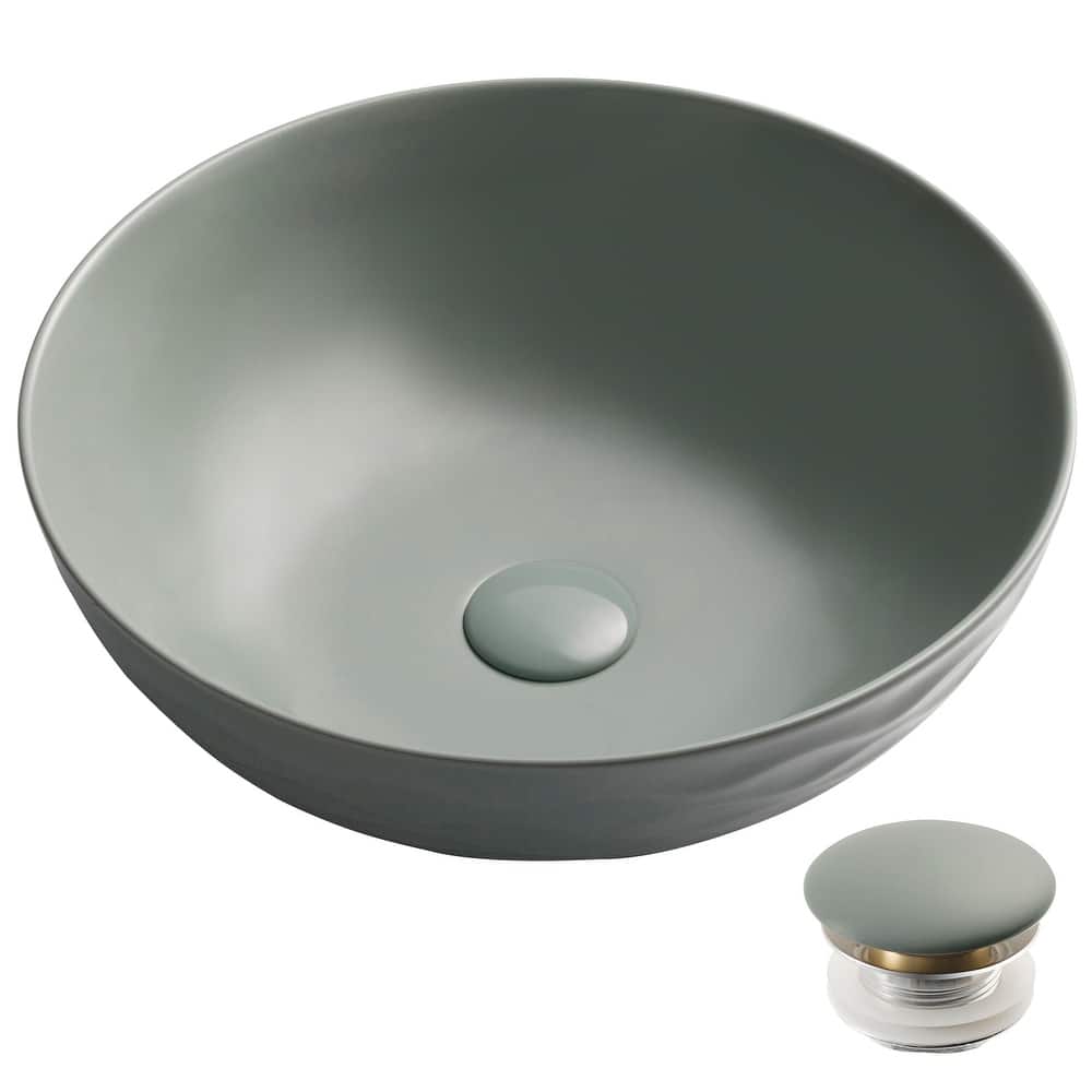 Kraus Viva 16-1/2" Circular Vitreous China Vessel Bathroom Sink with