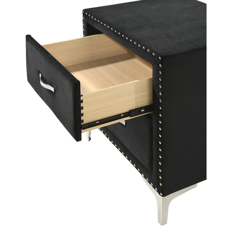 Sheridan Black Velvet Wingback Upholstered Tufted King Panel Bed