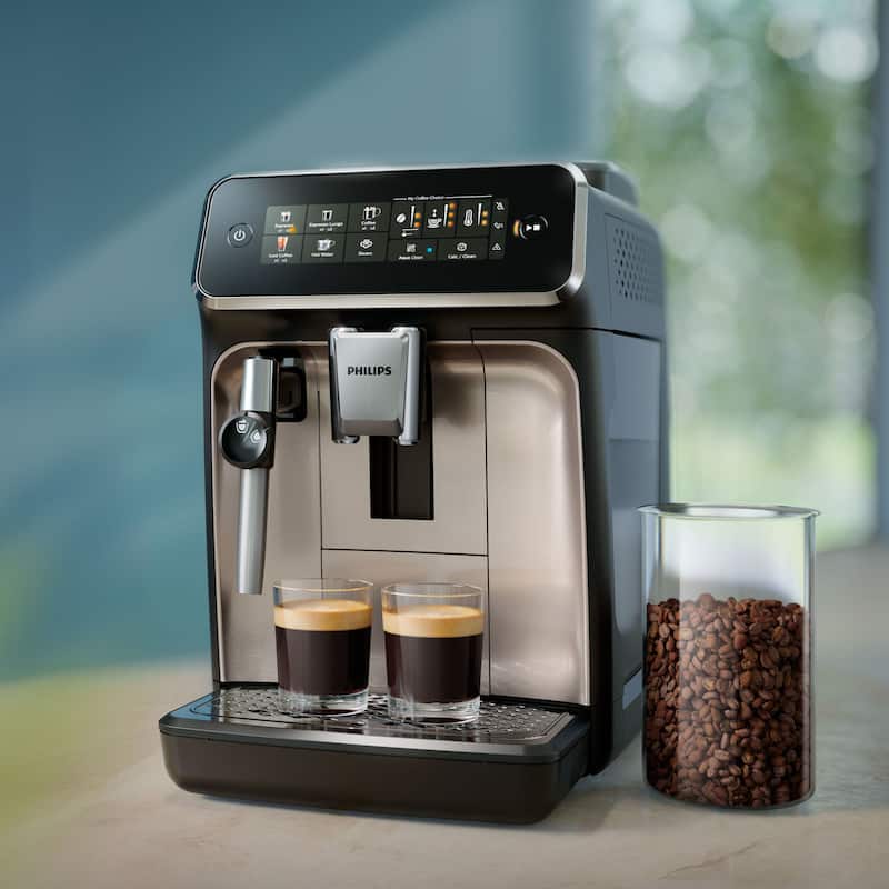 Philips 3300 Fully Automatic Espresso Machine with Milk Frother, Black and Chrome
