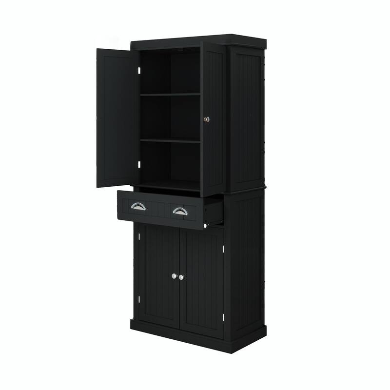 Anmytek 71 inch Tall Kitchen Pantry Storage Cabinet with 4 Doors and Drawer Black