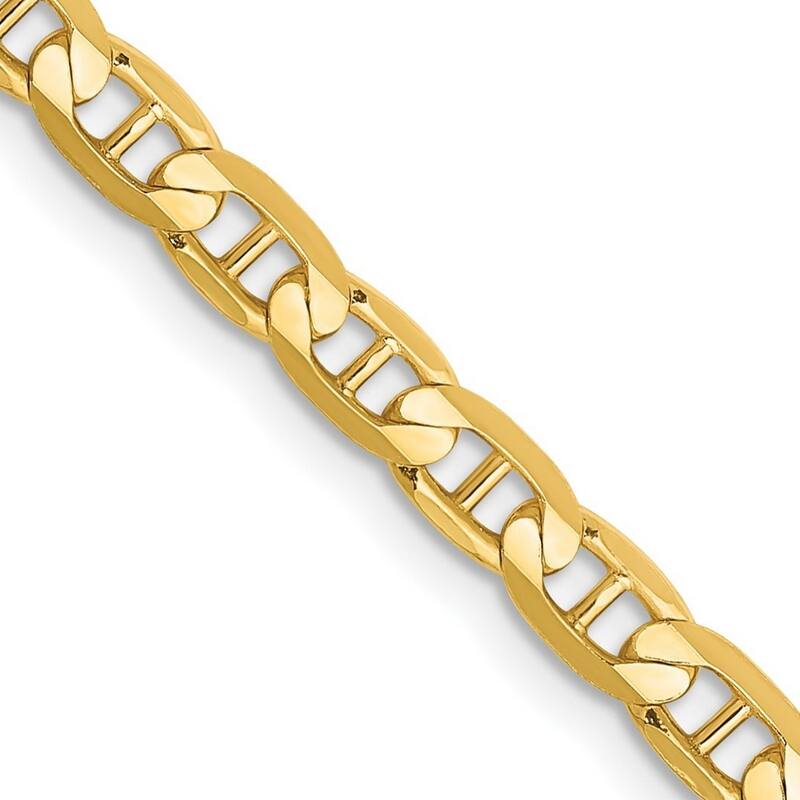 Curata 14k Yellow Gold 9" or 10" 3.75mm Concave Mariner Anchor Chain Anklet