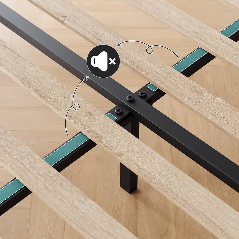 Diamond Upholstered Platform Bed Frame Wood Slat Support