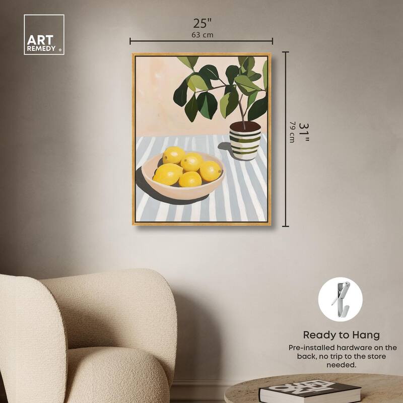 Lemon with Green Canvas by Art Remedy