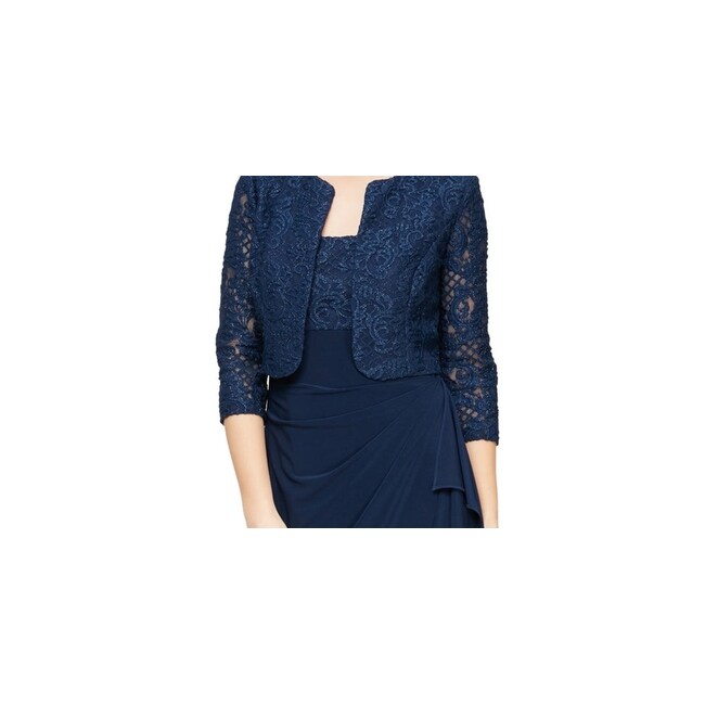 Alex Evenings Women's Beaded Bolero Jacket & Empire Waist Gown Blue Size 16 Petite - Bed Bath & Beyond