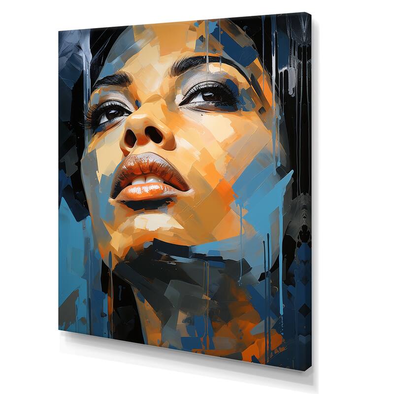 Designart "Azure Aaliyah Portrait" Celebrity Wall Art