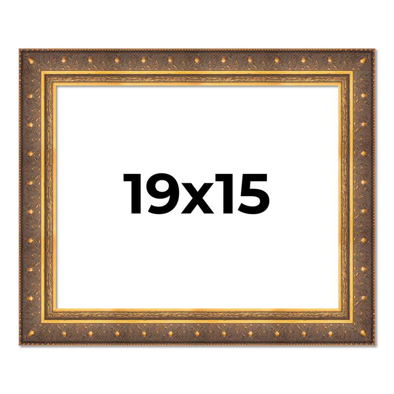 19x15 Frame Vintage Gold Solid Wood Picture Frame | 2.5 Inch Moulding