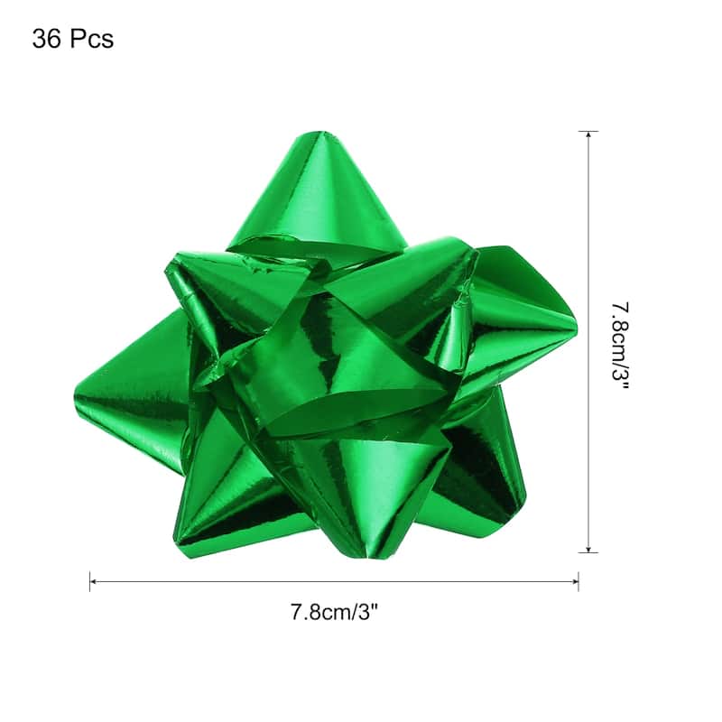 36pcs 3" Mini Star Gift Bows Metallic Christmas Bows for Gift Wrapping - Green