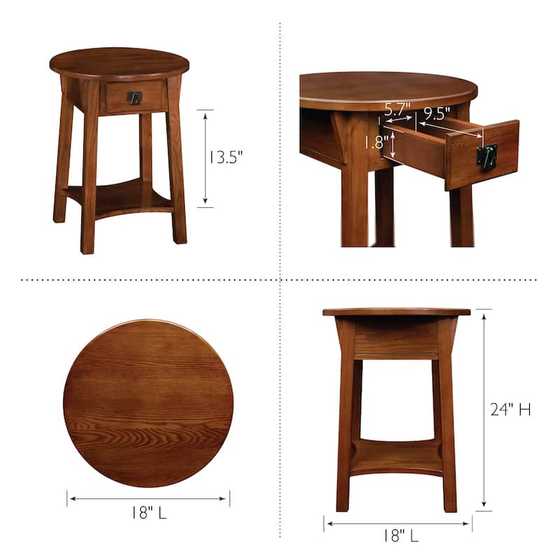 Leick Home Mission Round End Table with Drawer