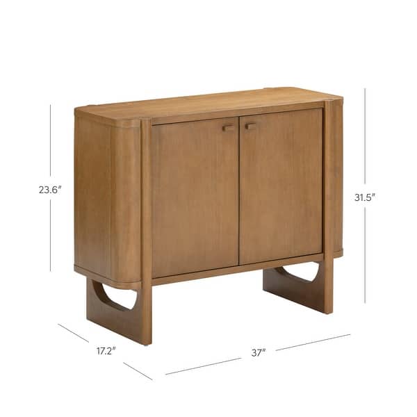 dimension image slide 8 of 15, Solace Mid Century Modern Cabinet, Storage Accent Cabinet or TV Stand with Doors, Solid Wood Legs and Adjustable Shelf