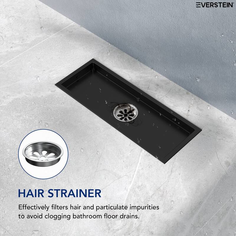 12-inch Linear Shower Drain With Solid Cover in Stainless Steel
