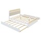 preview thumbnail 8 of 8, Queen Size Platform Bed with Trundle, Pine Wooden Bed with 2 Drawers, Kid's Bed with Rattan Headboard, White