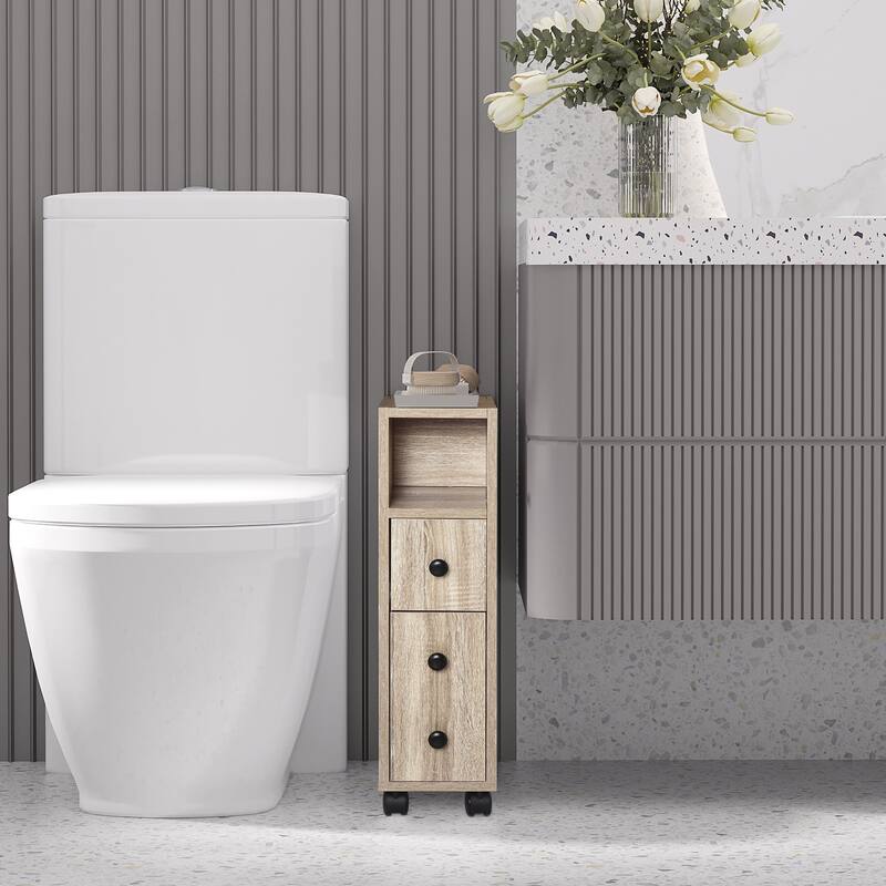 Kleankin Freestanding Compact Design Bathroom Cabinet With 2 Open Cabinets