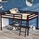 preview thumbnail 51 of 57, Espresso Wood Junior Loft Bed with Stairs for Adults, Kids and Young Teens Brown - Full