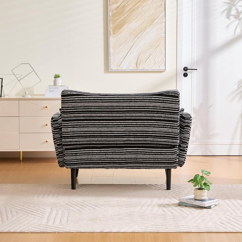 Modern 2-Seater Sofa Deep-Seated Sofa with Armrest Pillows & Side Storage Pockets, for Bedroom, Apartment, Black