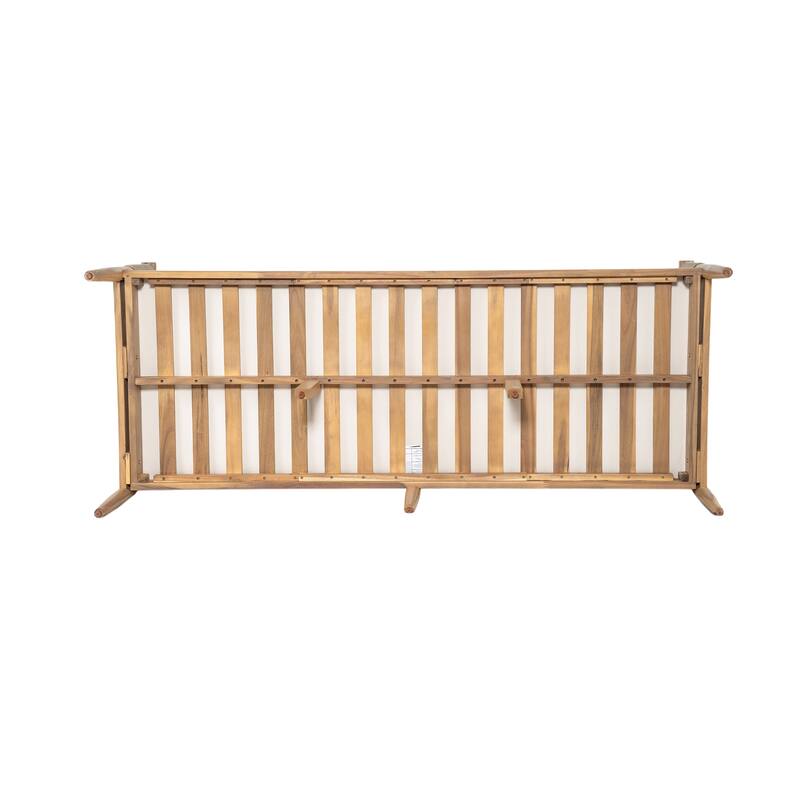 Christopher Knight Home - Outdoor Acacia Wood 3-Seater Sofa with Rope Arms and Cushions