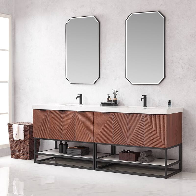 Mahon Double Bath Vanity with Composite Stone Top without Mirror