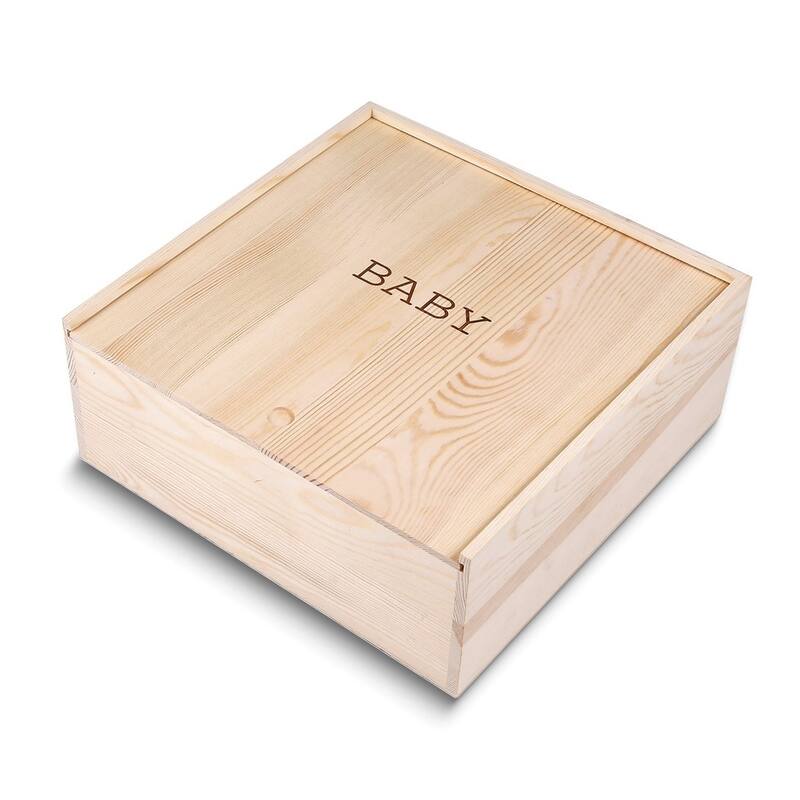 Curata Baby Wooden Pine Keepsake Box with Sliding Lid Bed Bath