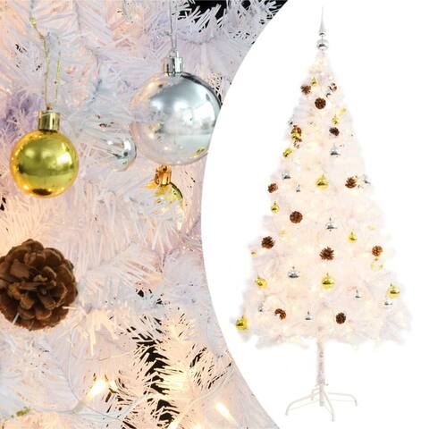 vidaXL Artificial Christmas Tree with Baubles and LEDs White 70.9"