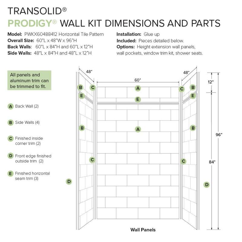 Transolid PWKX60488412 Prodigy 96" H x 60" W x 48" D Three Panel