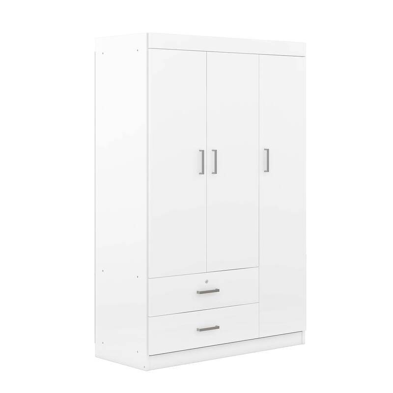 Simple Wardrobe Closet Armoire with Drawers, Wardrobe Cabinet Clothing Storage Cabinet with Hanging Rails