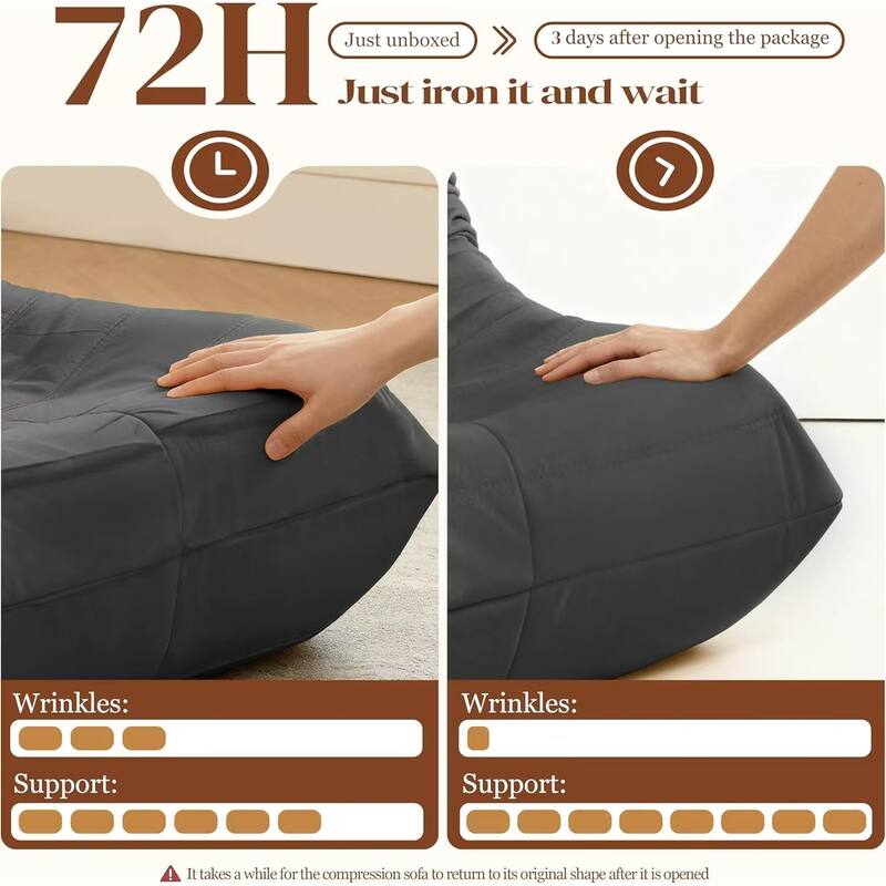 Corduroy Upholstered Oversized Ergonomic Curved Design Button-Tufted Comfy Bean Bag Lazy Sofa for Living Room