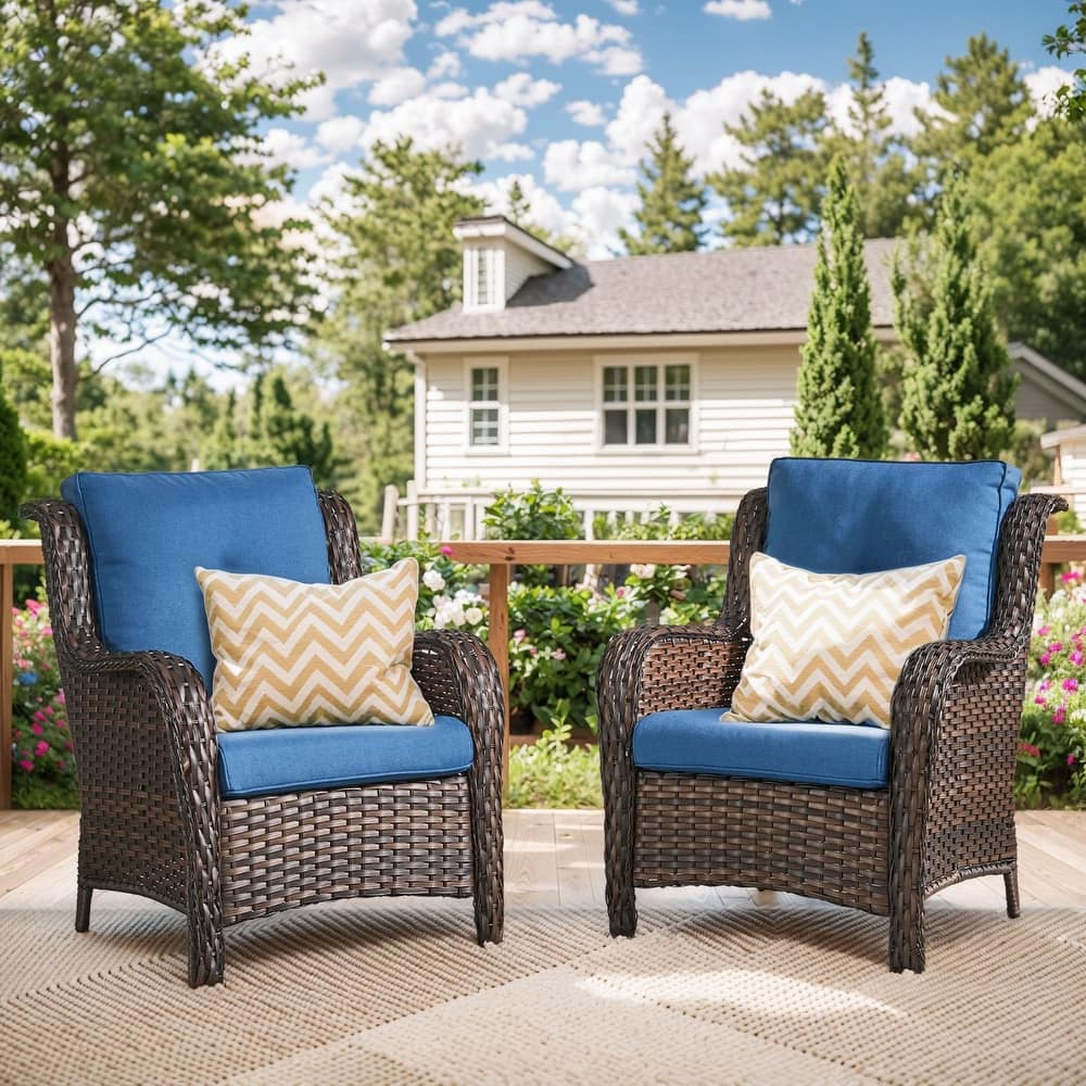Gymojoy Outdoor Wicker Club Chairs Patio Seating with Olefin Weather-Resistant Cushions