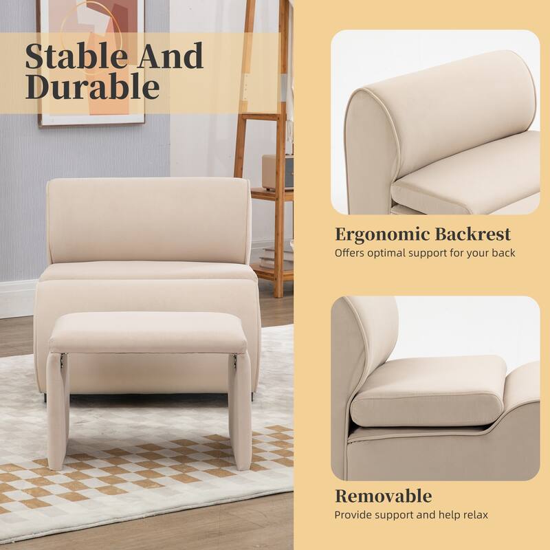 Upholstered Tufted Living Room Chair Textured velvet Fabric Accent Chair with Metal Stand