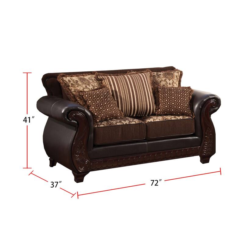 2 Piece Fabric and Leatherette Sofa Set