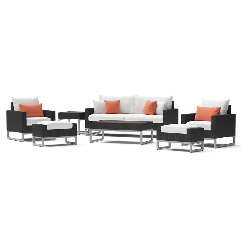 Milo Espresso 7 Piece Sunbrella Outdoor Patio Deep Seating Set