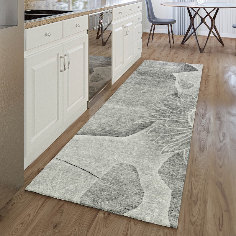 Premium Washable Super Soft Chic Floral Mayfield Rug - Gray - 2' 3" x 7' 6" - Runner