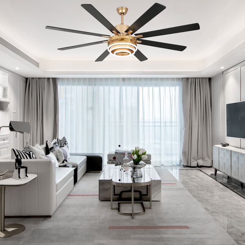 Bella Depot 72" Modern Large Ceiling Fan with Dimmable LED Light and Remote Control 6-Speed Reversible DIY Shade Chandelier